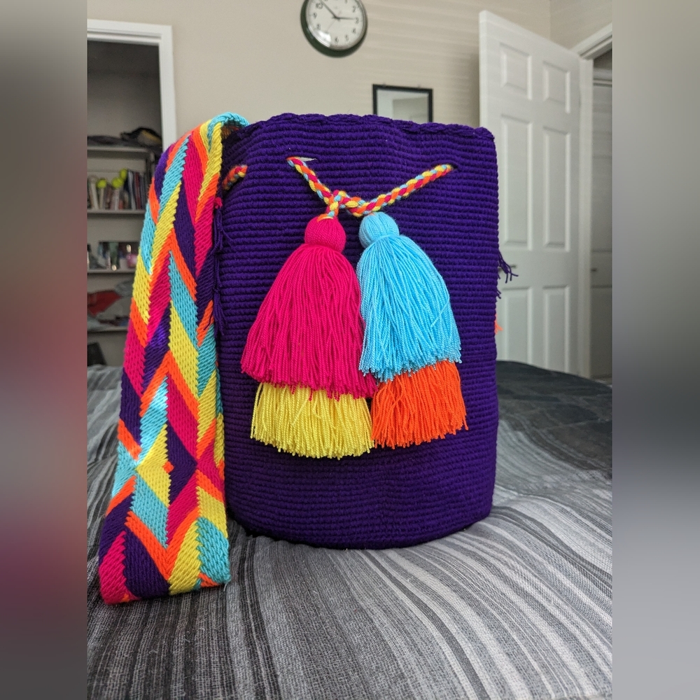 Wayuu Bags/ Handmade Bags/ Purple/Multicolored/ Size L